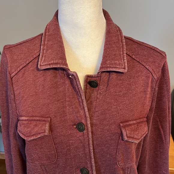 Others Follows Maroon Button Up Sweatshirt Dress, Size Medium - Picture 5 of 6